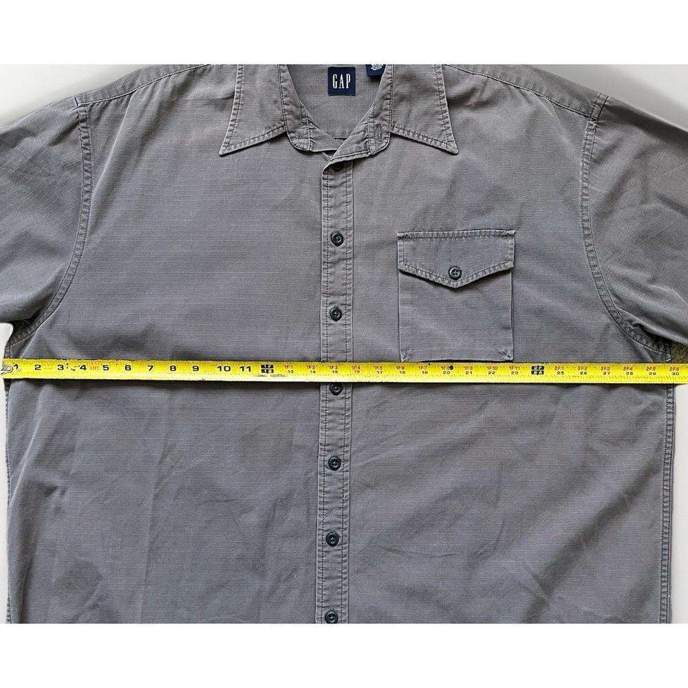 Vintage GAP Mens XXL Short Sleeve Gray Button Down Shirt 100% Cotton 90's - Picture 5 of 6
